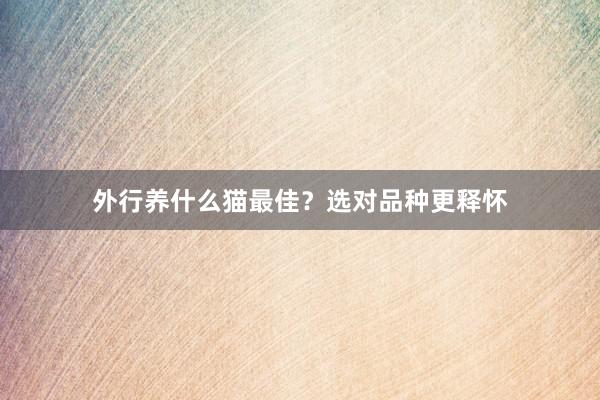 外行养什么猫最佳？选对品种更释怀